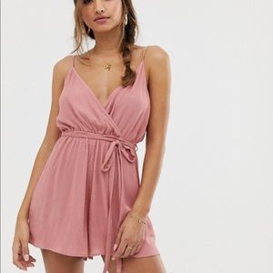 NWT ASOS Wrap Tie Front Strappy Romper in Crinkle